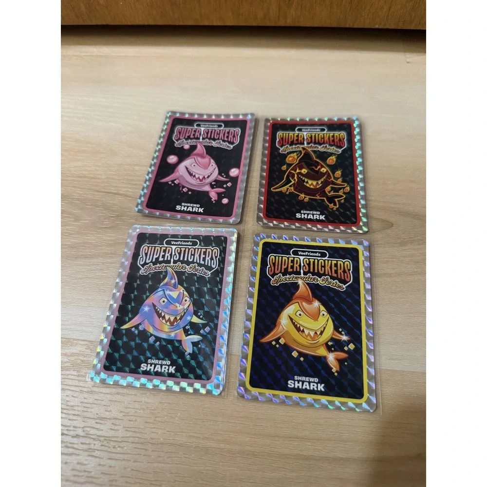 VeeFriends Super Sticker‎ Series 2026 Lot Of 4 Shrewd Shark Lava Holo Gold Gum